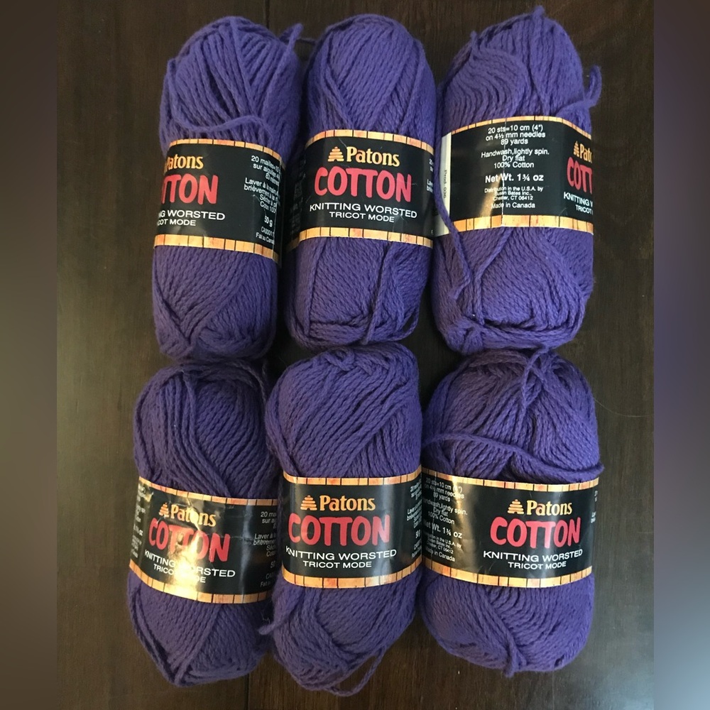 Vintage Patons Worsted Purple Cotton Yarn lot